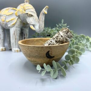 Räucherhalter – aus Holz Räucher – und Ritualschale – drei Moons – 14x7 cm