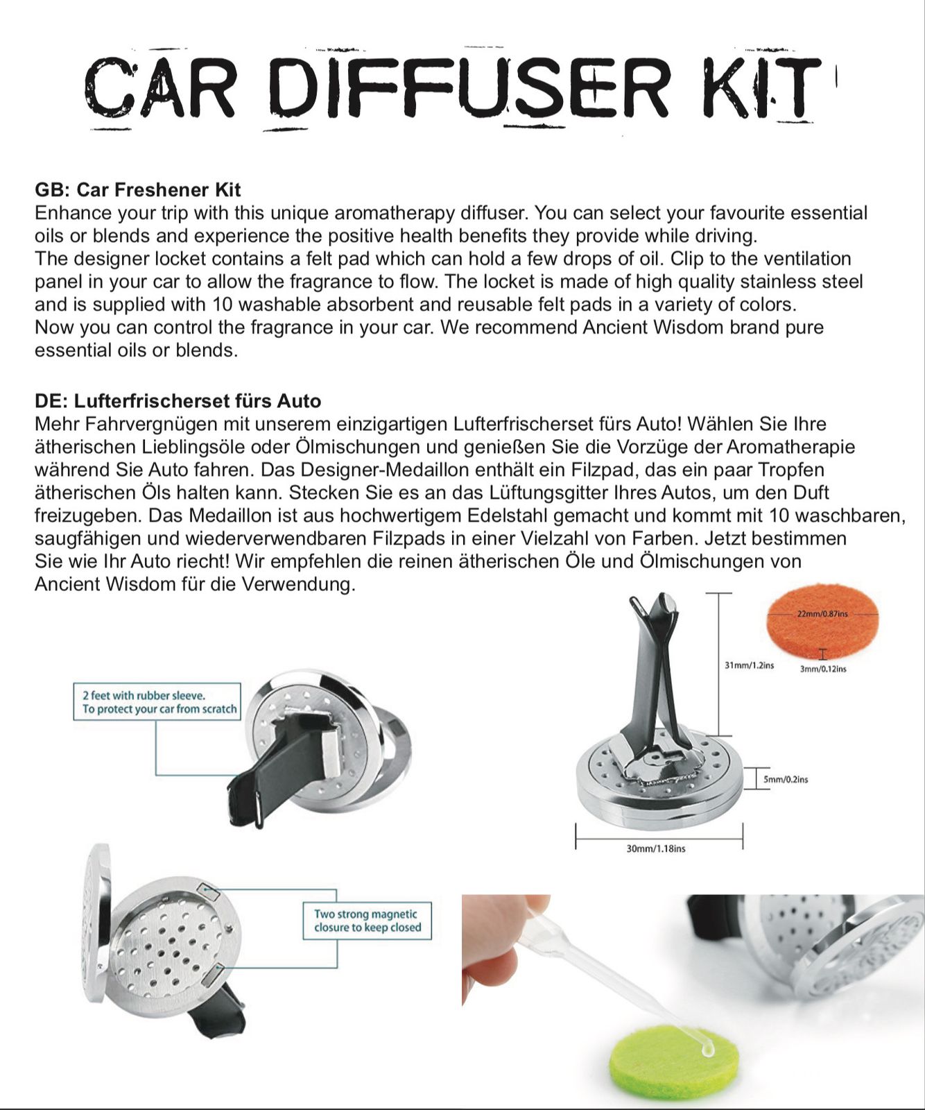 Auto-Duftanhänger – Zinnfarben Yoga-Chakra – 30 mm – Bild 2