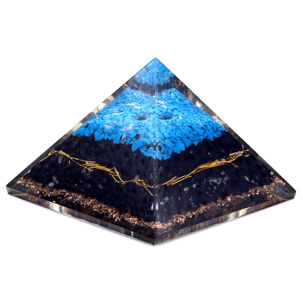 Orgonit-Pyramide – Türkis und Schwarzer Turmalin – 70 mm