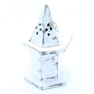 Räucherhalter – weiß lasiert – kleines Pyramidenhaus