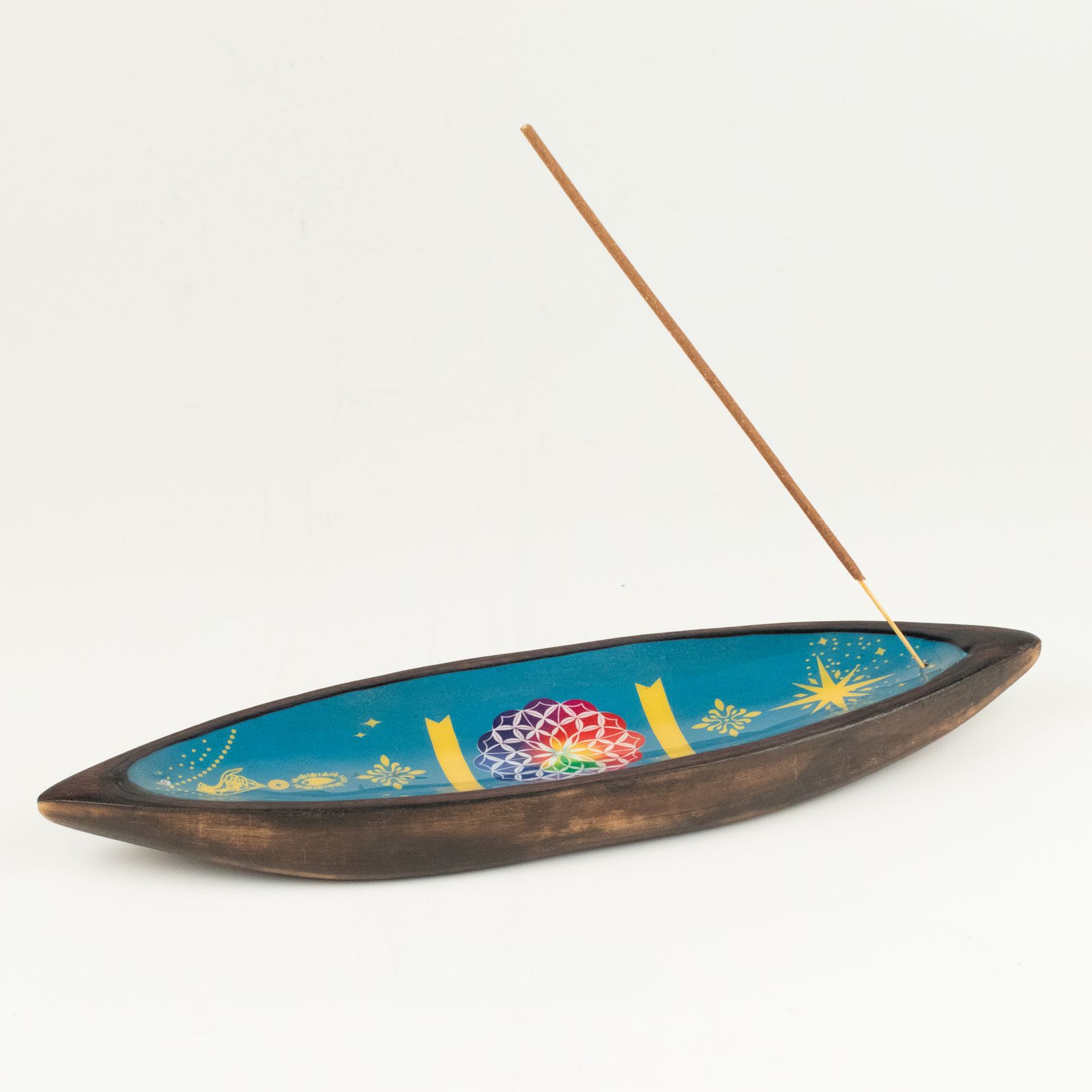 Räucherhalter – Emaille Schale – Mangoholz – Mandala – Bild 5