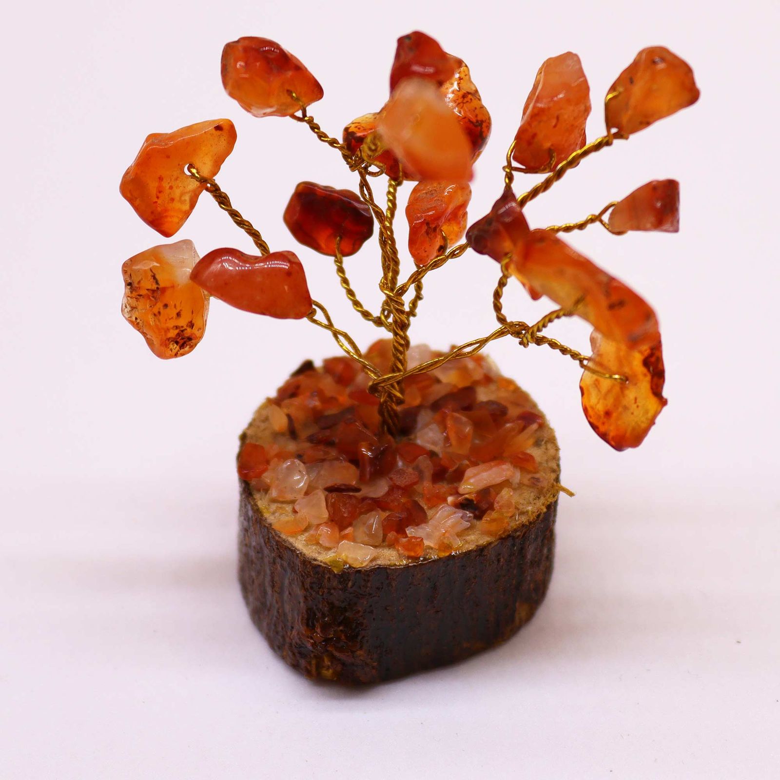 Mini-Edelsteinbaum mit Holzsockel – Karneol (15 Steine) – Bild 2