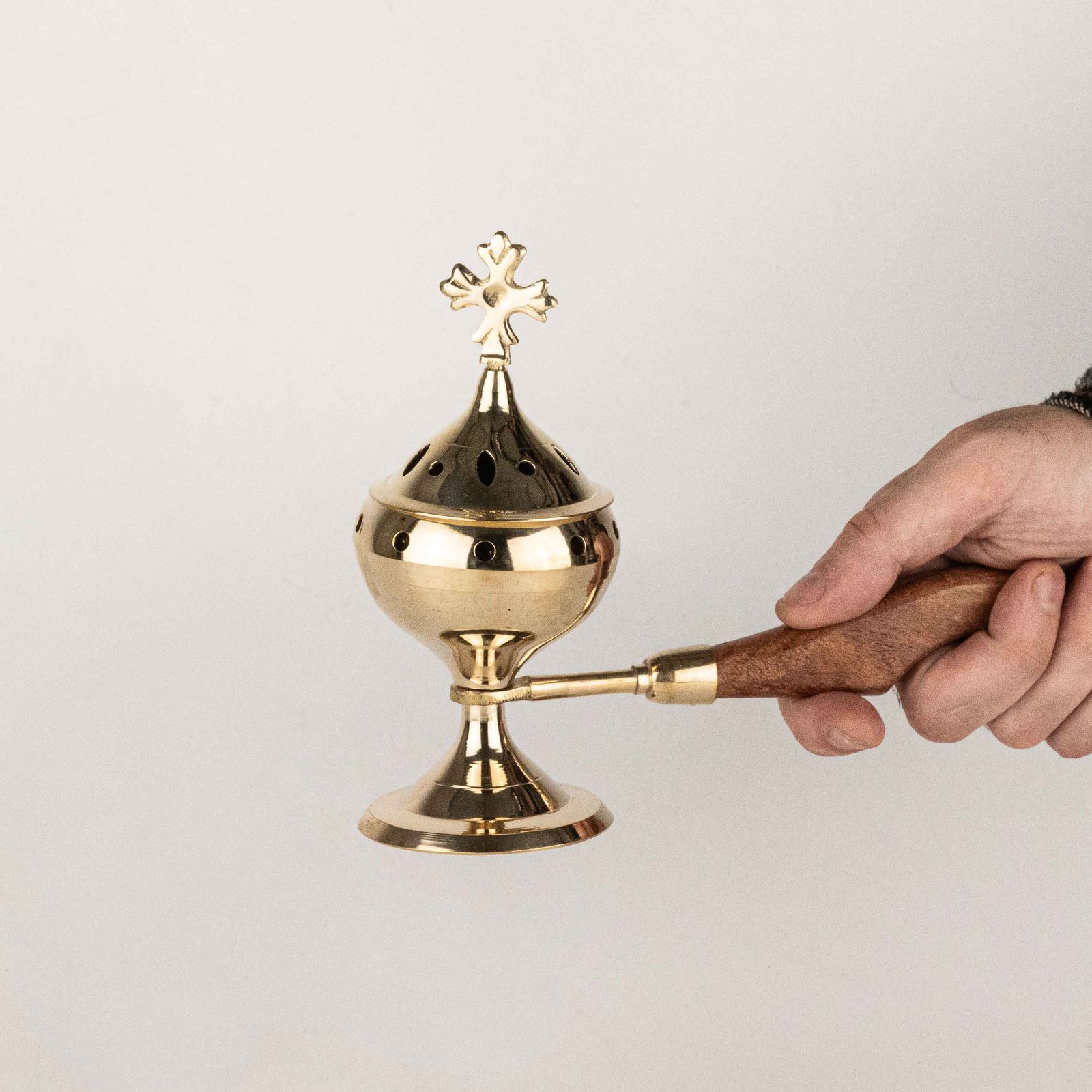 Räucherhalter – Censer mit aus Holz Handle – Cross – Bild 6
