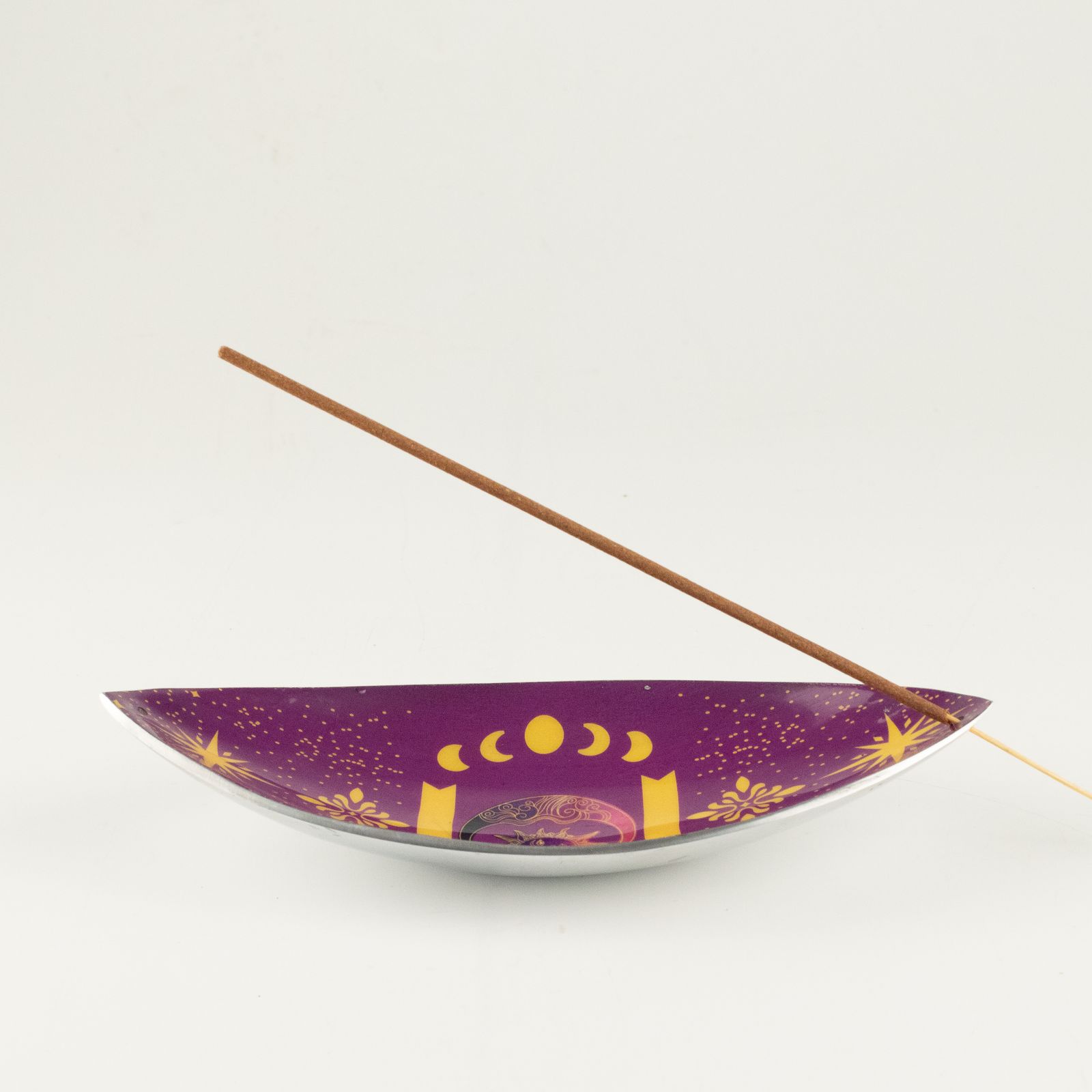 Räucherhalter – Emaille Schale – Aluminium – Violett Sonne & Mond Phases – Bild 4