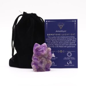 Glücksfigur aus Edelstein Katze – Amethyst 50x35x25 mm