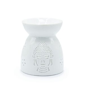Duftlampe mit Buddha-Aussparung – Weiß