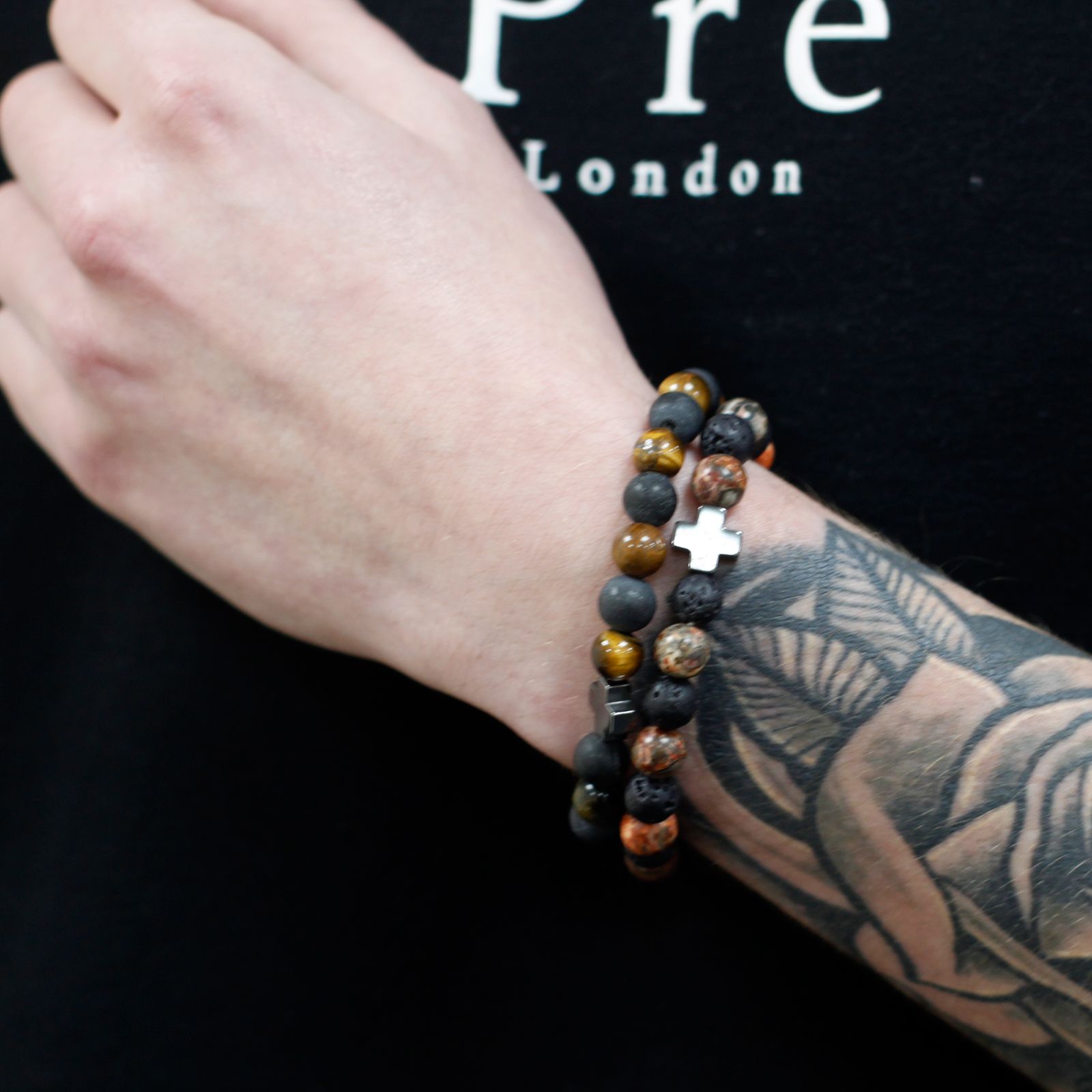 Armband – Power – Tigerauge & Schwarz Stein – Bild 3