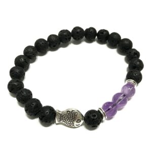 Lava Stein Armband – Fish Amethyst