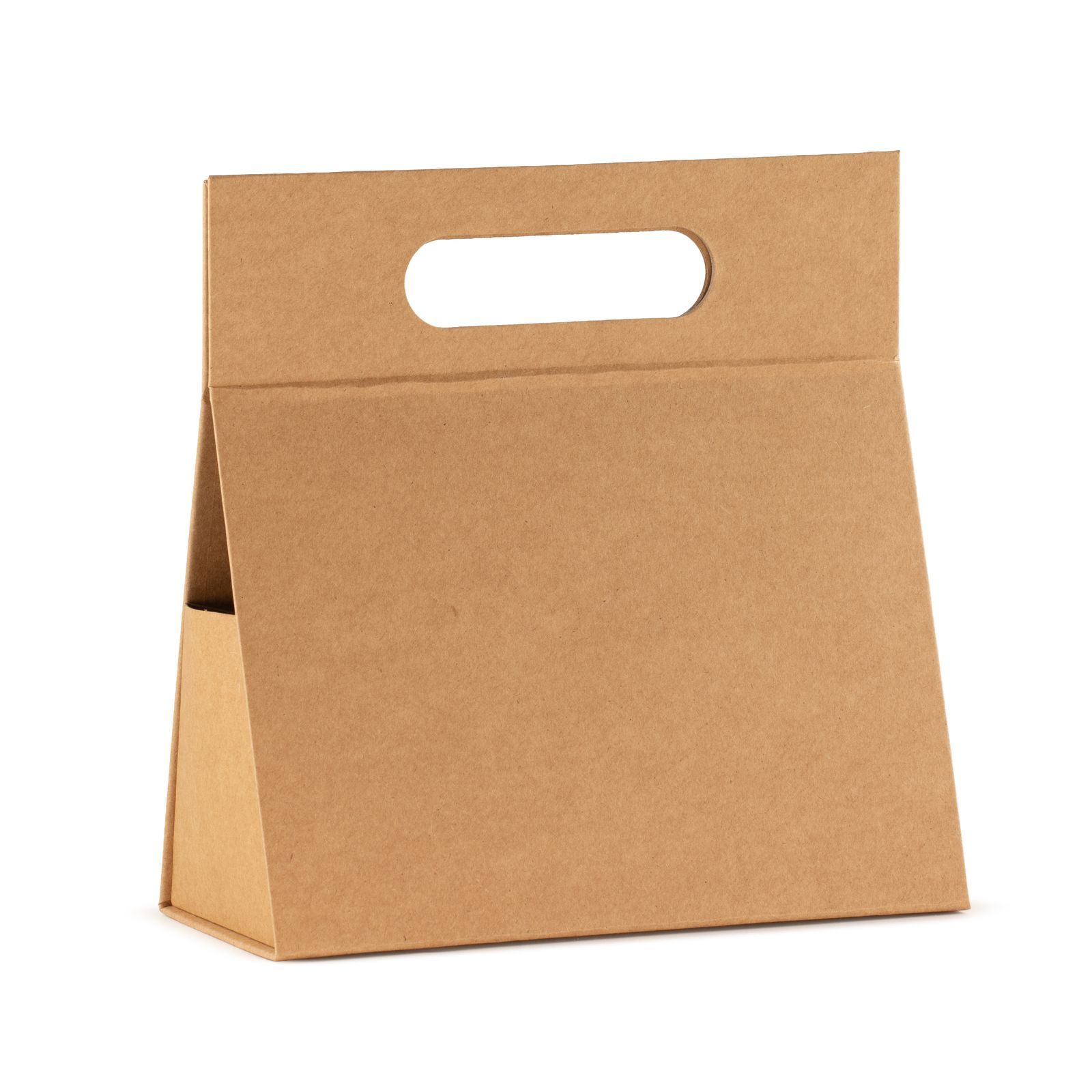 Faltbare Geschenktasche – Mittel, Braun/Kraftpapier, 20 × 10 × 20 cm