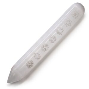 Selenitstab – (Spitze einem Ende) 7 Chakren (14-16 cm)