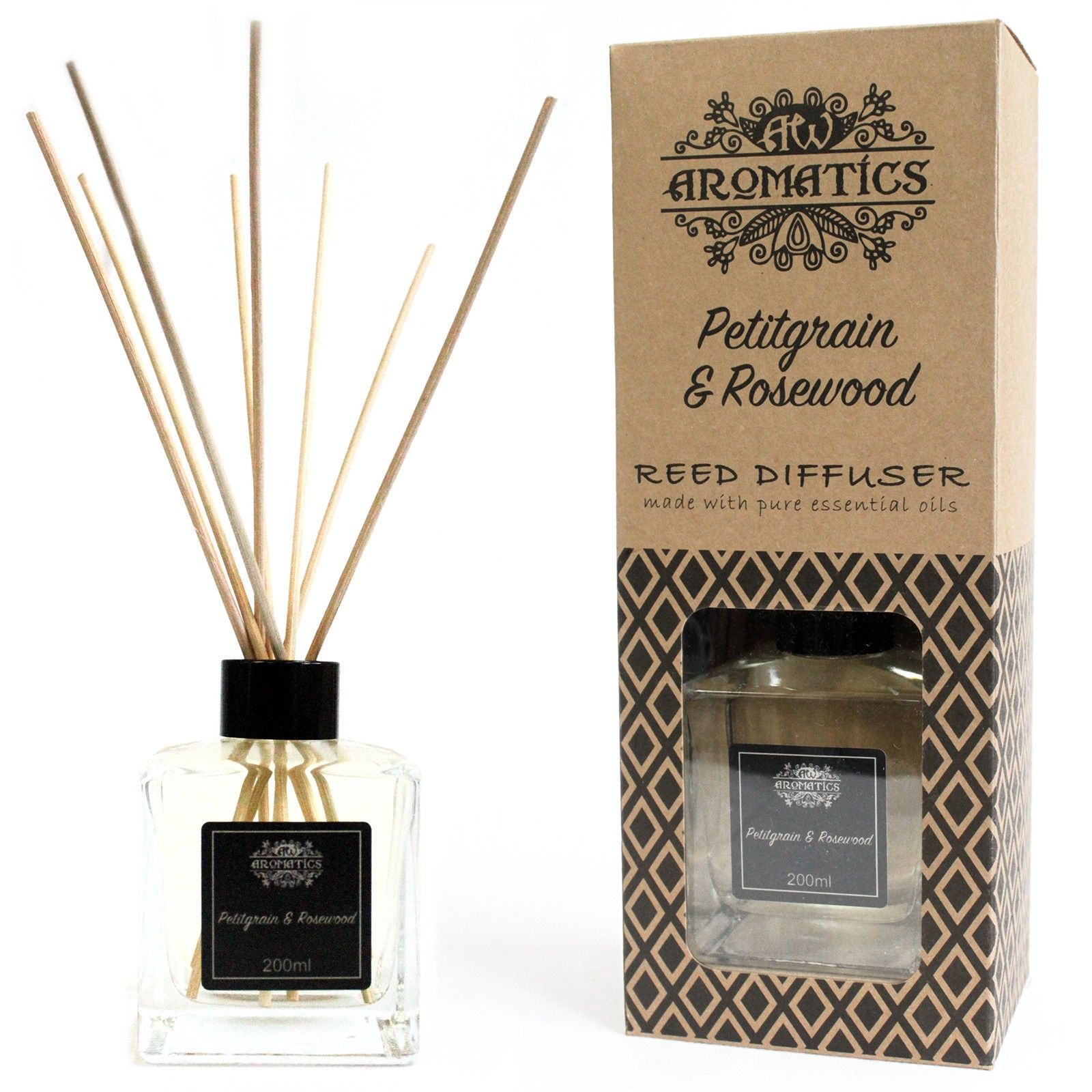 Raumduft mit Duftstäbchen – 200 ml Petitgrain & Rosewood ätherisches Öl
