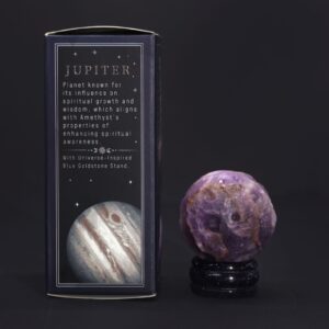 Amethyst Planet auf einem Sola Goldfluss Ständer – 40 mm (30x15 mm Ständer)