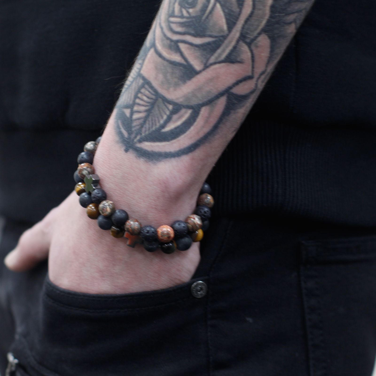 Armband – Power – Tigerauge & Schwarz Stein – Bild 4
