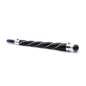 Gedrehter Kristallstab – silberfarben Amethyst Kugel
