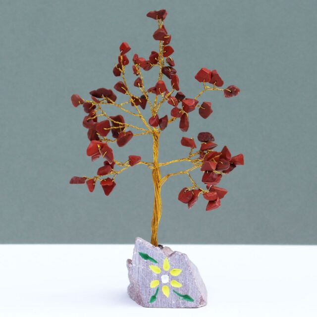 Edelsteinbaum aus rotem Jaspis – 80 Steine
