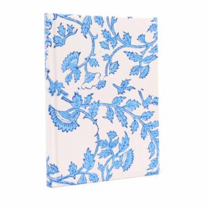 Notizbuch mit Baumwolleinband 20 × 15 cm – 96 Seiten – hellblaues Blumenmuster