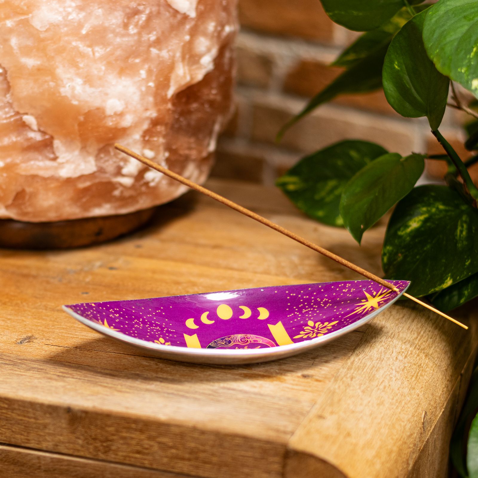 Räucherhalter – Emaille Schale – Aluminium – Violett Sonne & Mond Phases – Bild 6