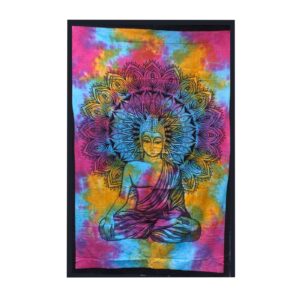 Baumwolltuch als Tagesdecke oder Wandbehang – Einzelgröße – ruhender Buddha 130 × 200 cm