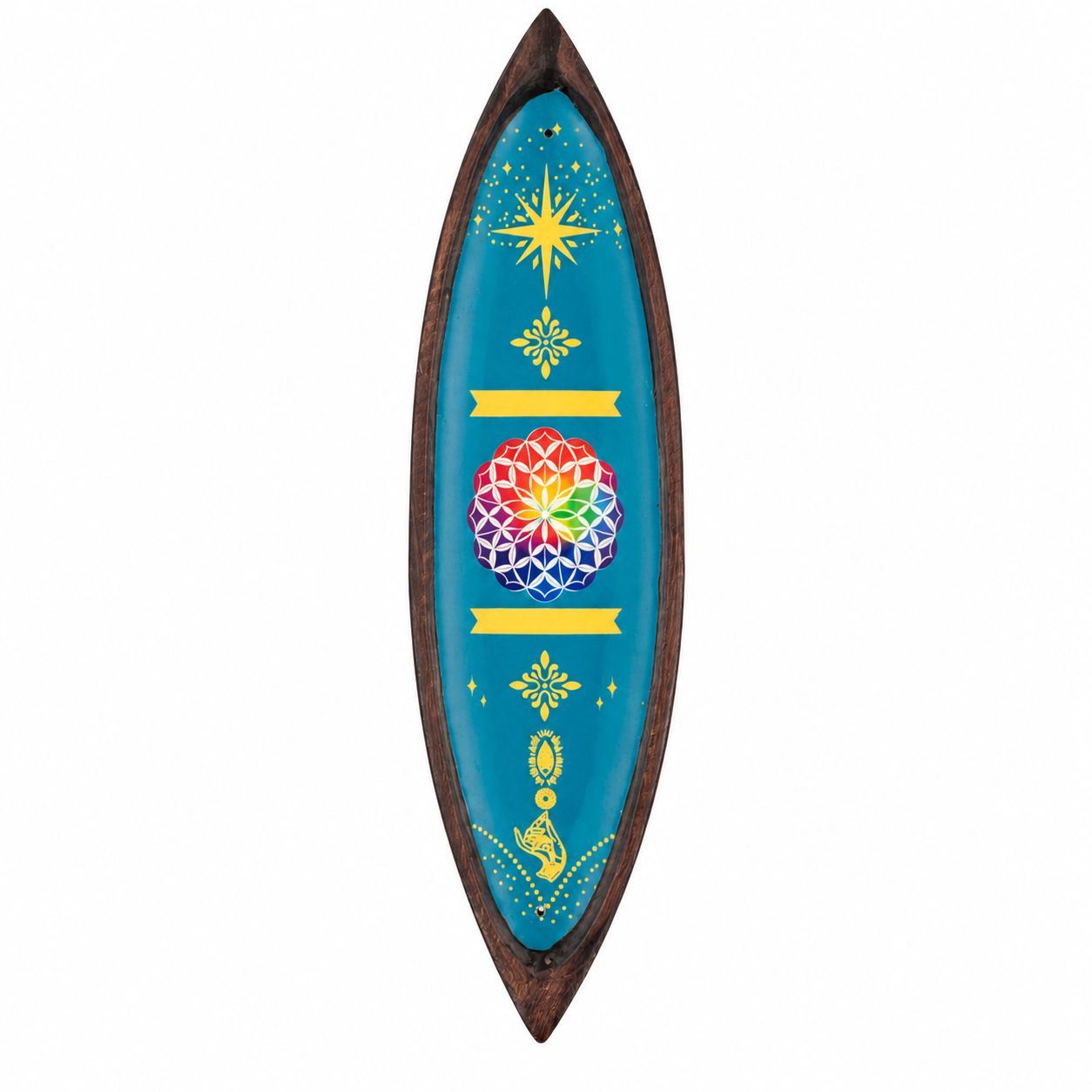 Räucherhalter – Emaille Schale – Mangoholz – Mandala