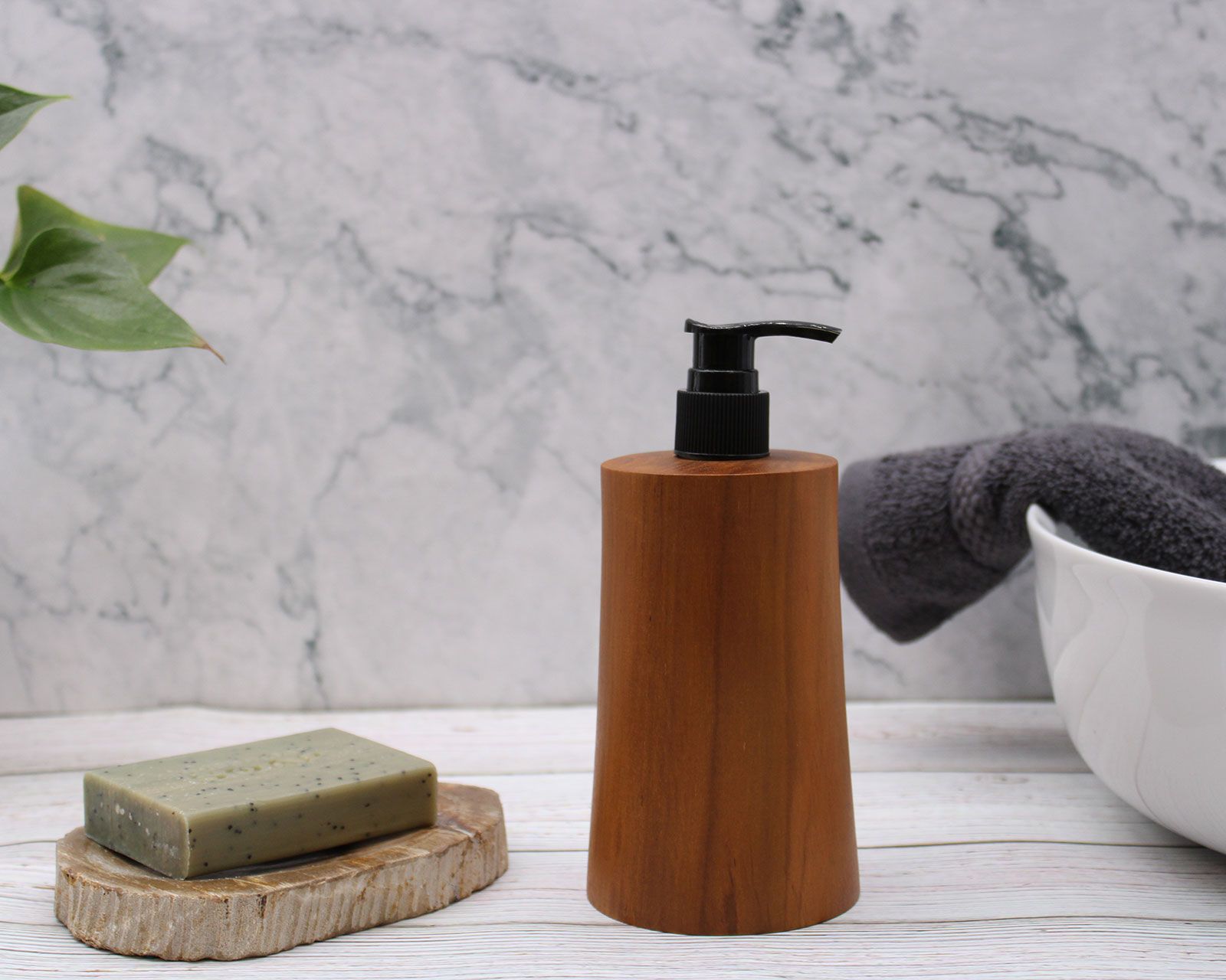 Seifenzubehör – Natur Teakwood Seifenspender – Taper – Bild 12