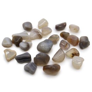 Edelstein – 24 kleine afrikanische Trommelsteine – Grauer Achat – Botswana