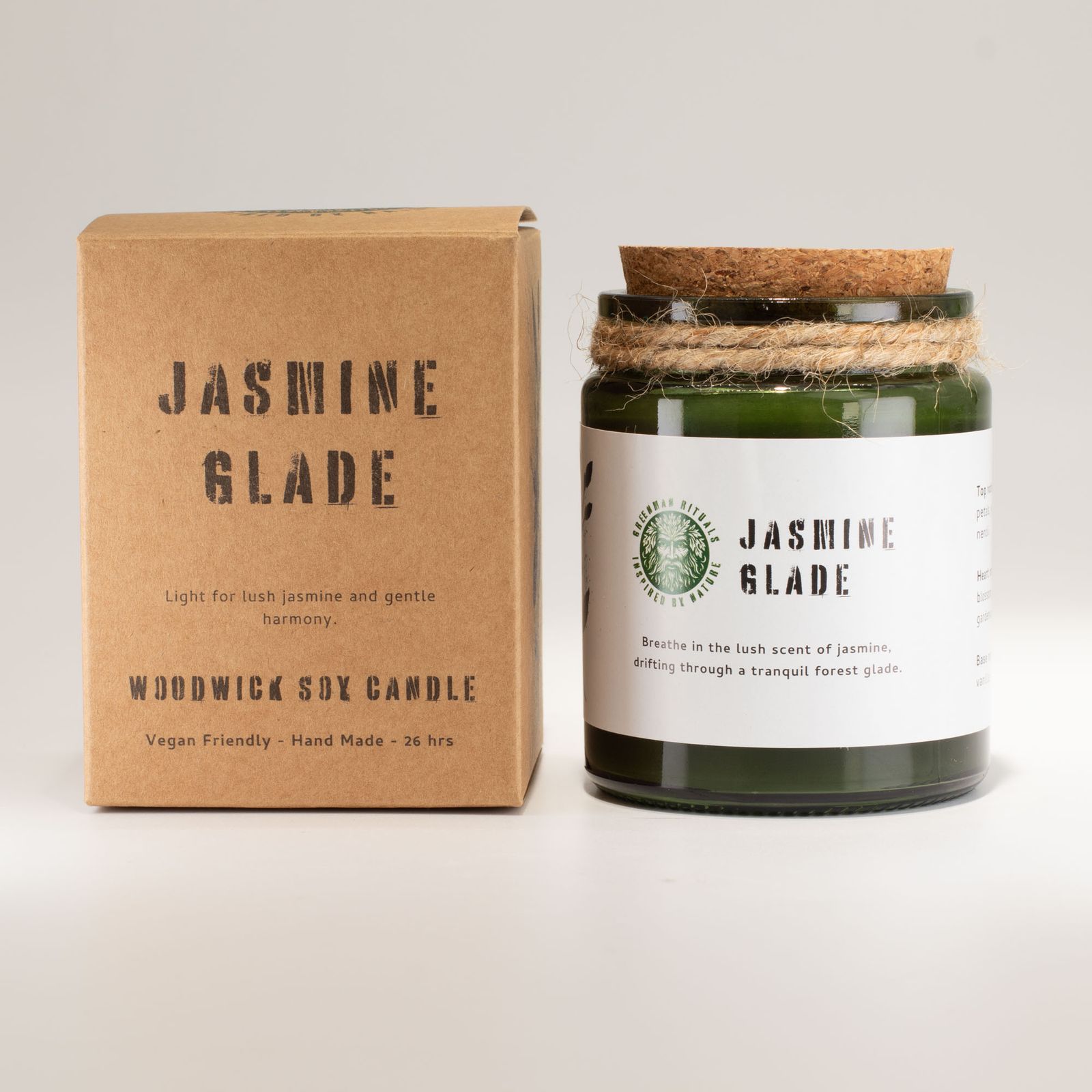 Sojawachskerze – Greenman Holzdocht Sojakerze – Jasmin Glade – Bild 2