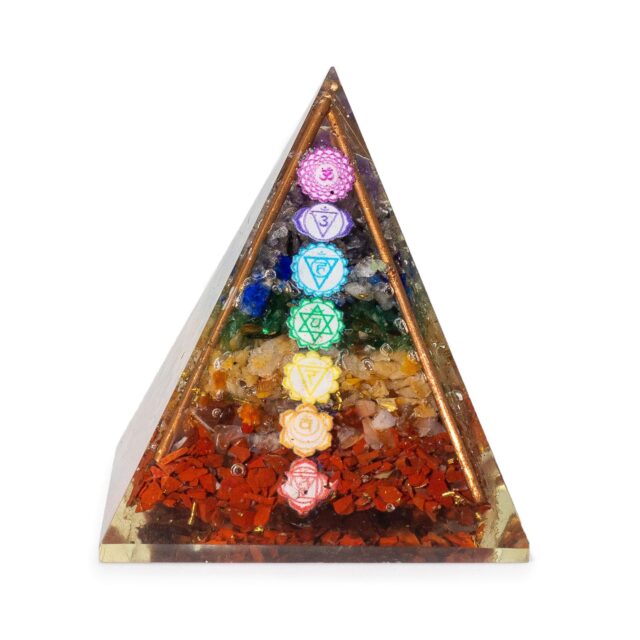 Mittelgroße Orgonit-Pyramiden 7x6cm – Kupfer Bars – 7 Chakra Chips