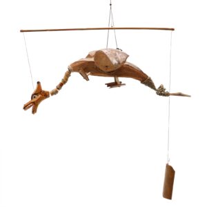 Drachen-Mobile aus Kokos – naturfarben – 37 cm