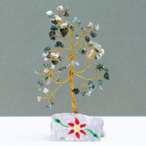 Edelsteinbaum aus Moosachat – 80 Steine