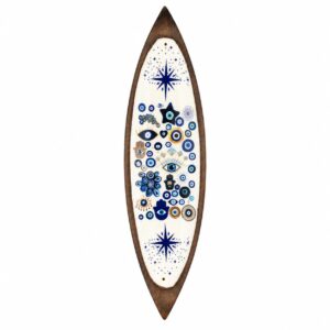 Räucherhalter – Emaille Schale – Mangoholz – Evil Auge