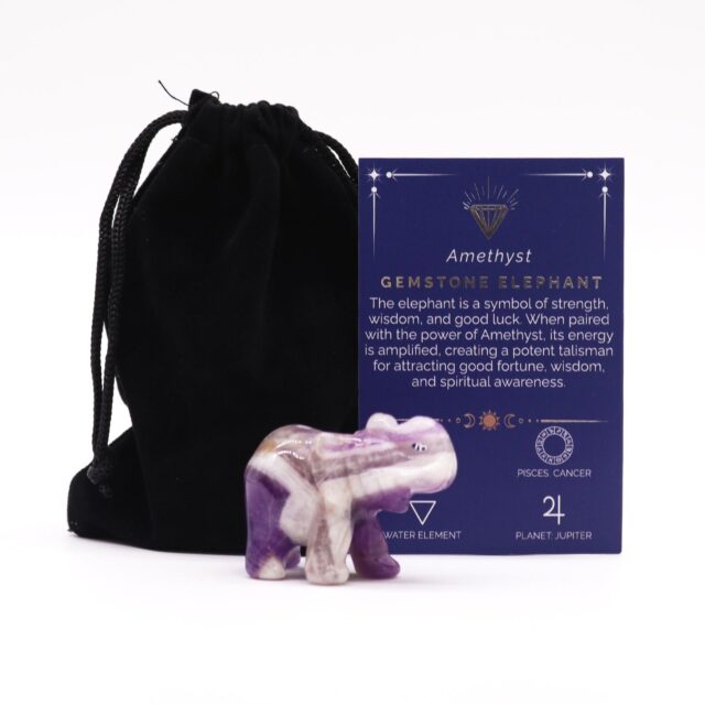 Glückselefant aus Edelstein – Amethyst 50x35x25mm