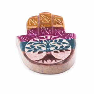 Räucherhalter – Speckstein Hamsa 9x6 cm – Lebensbaum