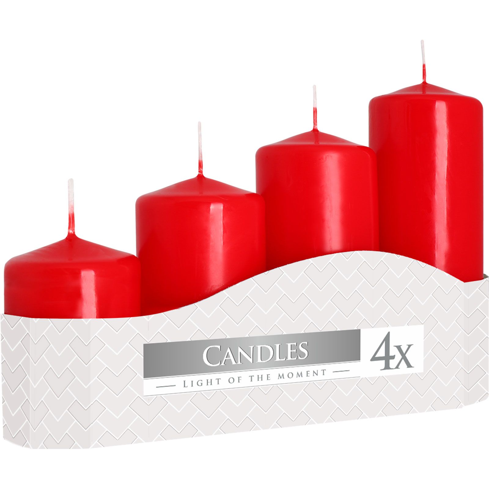 Stumpenkerzen – Stumpenkerzen-Set 50 mm (11/16/22/33H) (4 Stück) – Rot