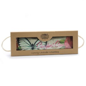 Lavendel-Weizenkissen in Geschenkbox – Schmetterlinge & Rosen