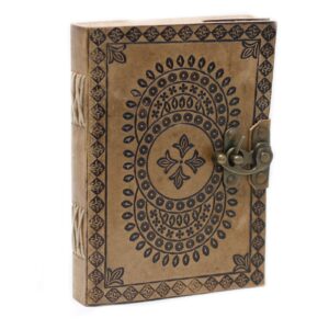 Ledernotizbuch – blaues Mandala – 18 × 13 cm