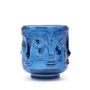 Kerzenhalter – Set mit 2 Buddha Faces Kerze Glas – Royal Blau