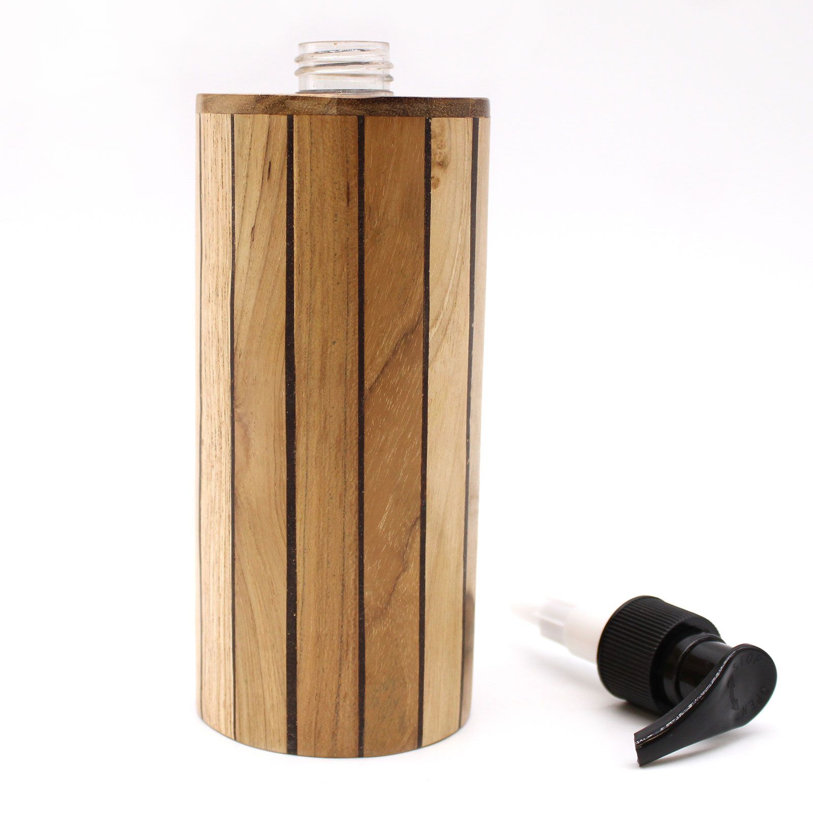 Seifenzubehör – Natur Teakwood Seifenspender – Rund – Bild 7