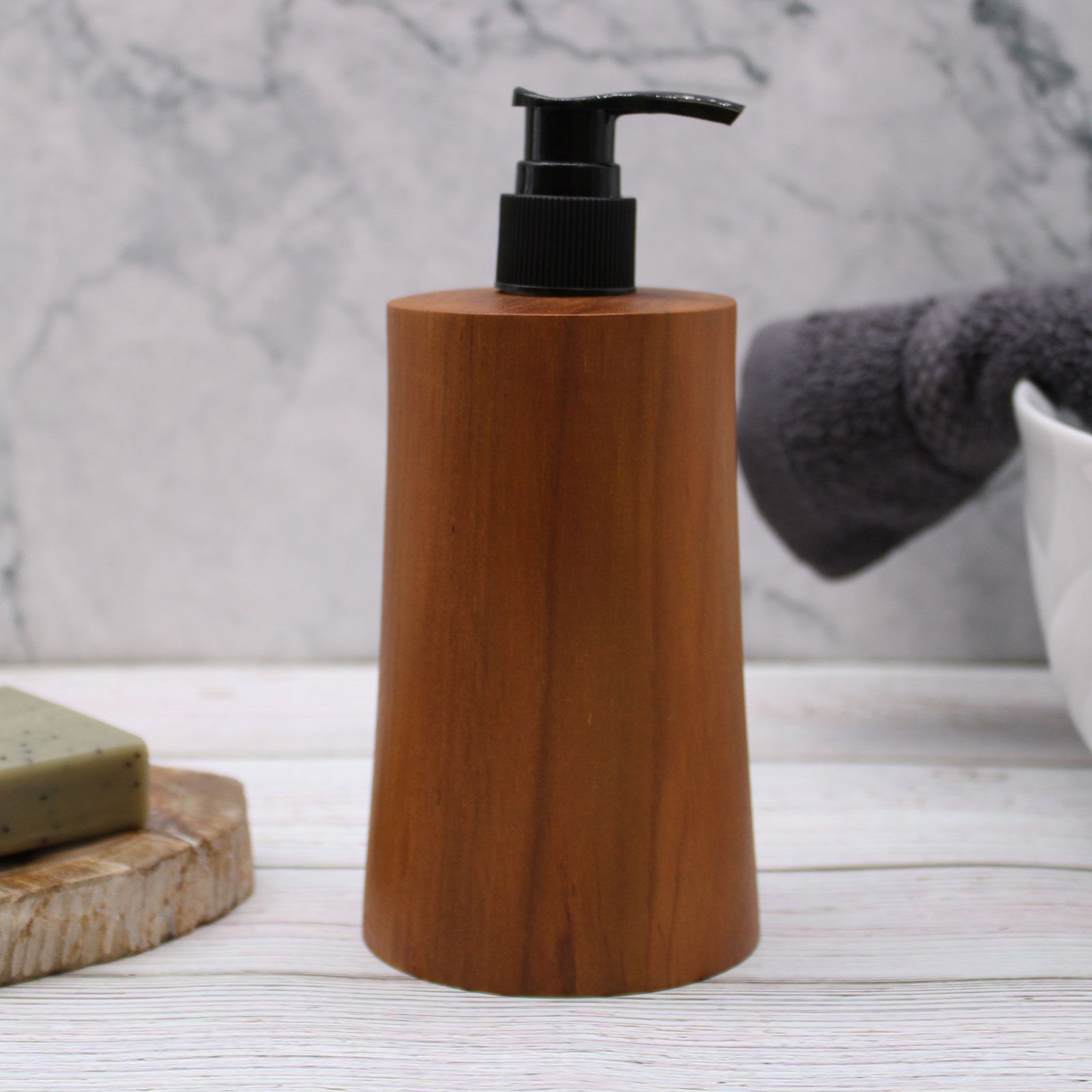 Seifenzubehör – Natur Teakwood Seifenspender – Taper – Bild 4