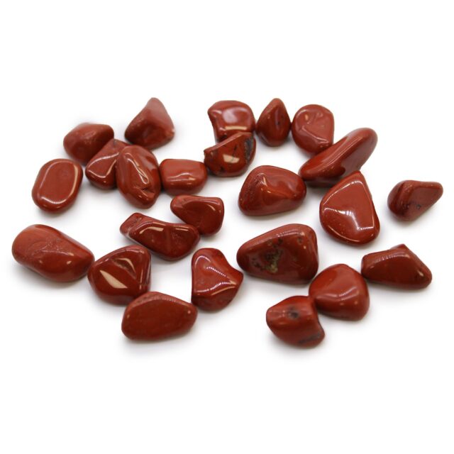 24er-Set kleine afrikanische Trommelsteine – Jaspis – Rot