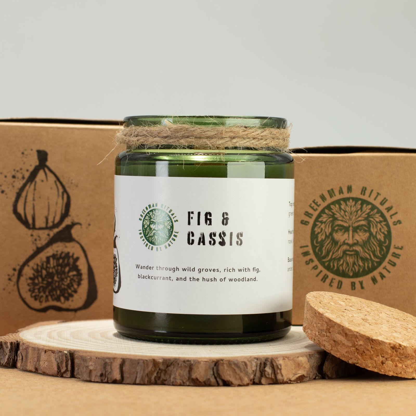 Sojawachskerze – Greenman Holzdocht Sojakerze – zerdrückte Feige & Cassis – Bild 5