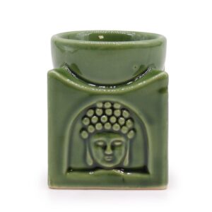 Buddha-Duftlampe, quadratisch – dunkles Jadegrün