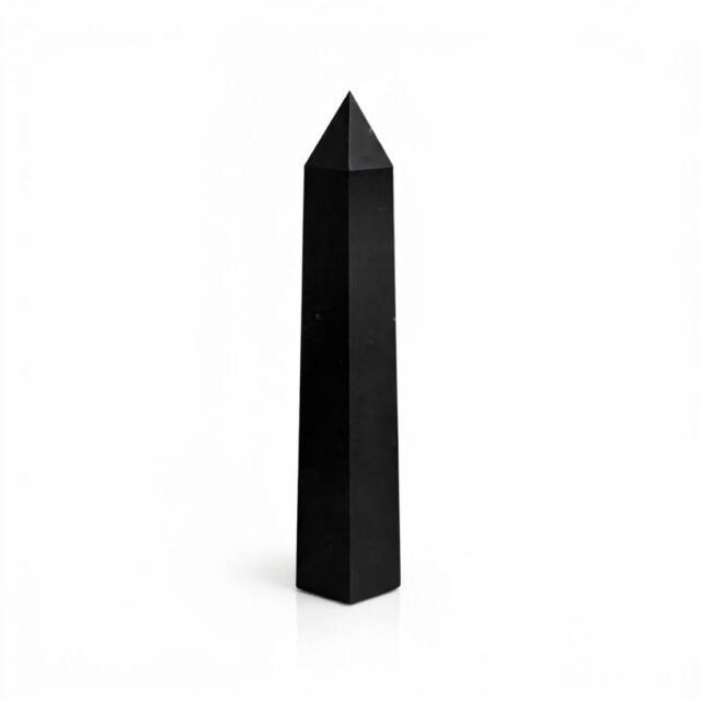 Sechskant-Edelsteinobelisk ca. 17 cm – Schwarzer Turmalin