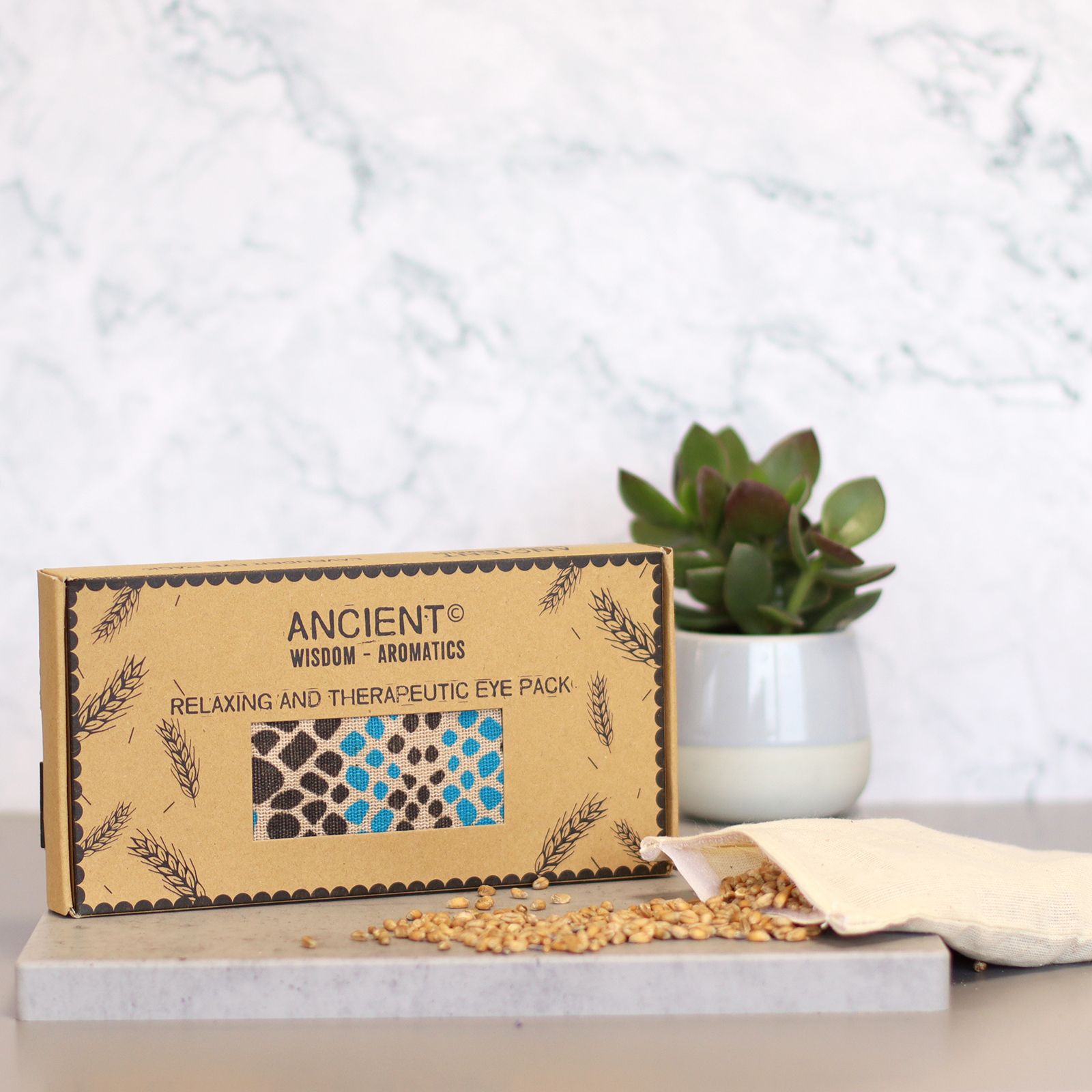 Massage-Accessoire – Augenkissen mit Lavendel aus Baumwolle und Jute in Geschenkbox – Blau Viper – Bild 3
