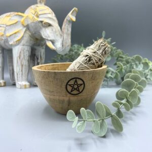 Räucherhalter – aus Holz Räucher – und Ritualschale – Fünfeck – 12x7 cm