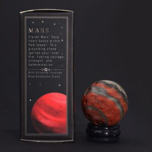 Roter Jaspis Planet auf einem Sola Goldfluss Ständer – 40 mm (30x15 mm Ständer)
