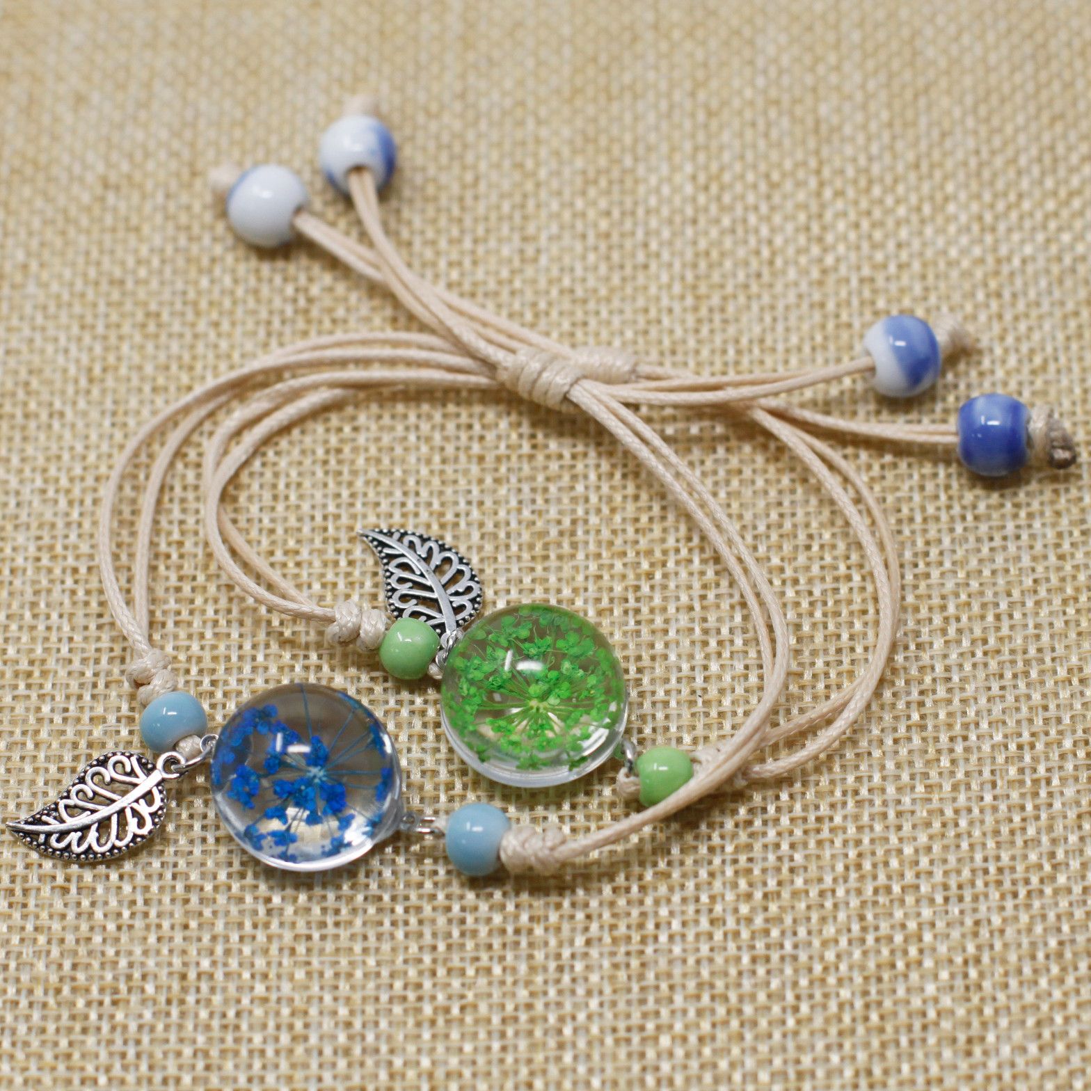 Schmuckset – Pretty Blume & Blatt Armband – Bild 2