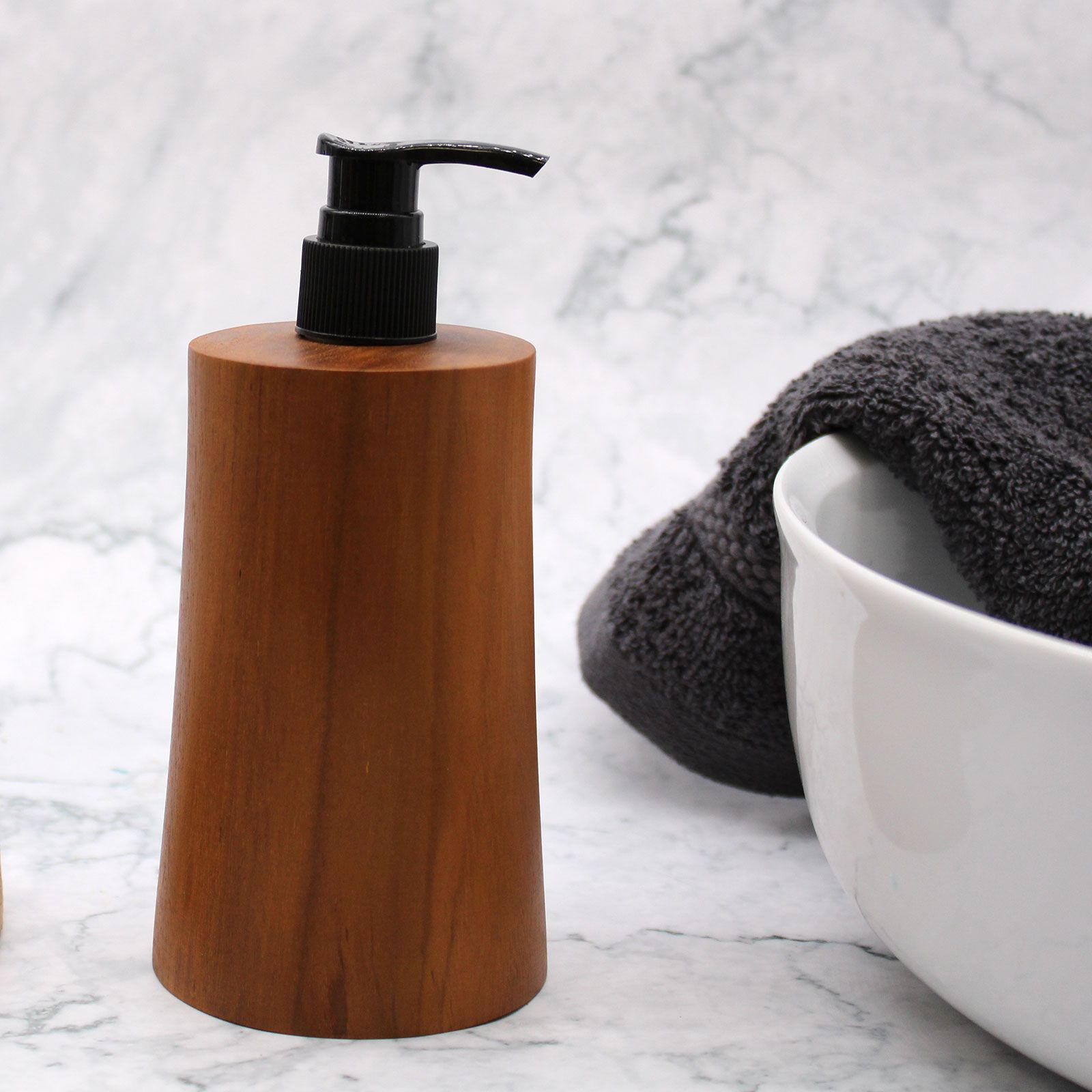 Seifenzubehör – Natur Teakwood Seifenspender – Taper – Bild 3