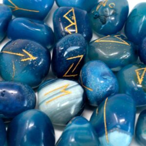 Runen – Runenstein-Set im Beutel – Blau Onyx