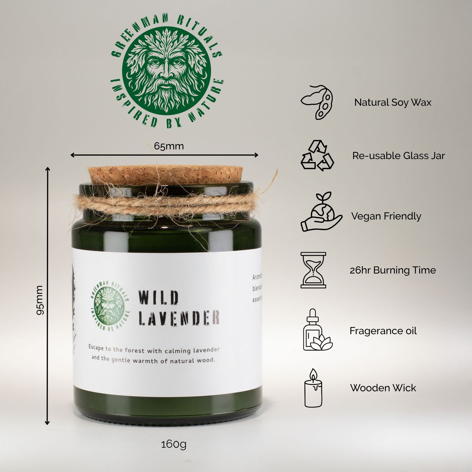 Sojawachskerze – Greenman Holzdocht Sojakerze – zerdrückte Feige & Cassis – Bild 8