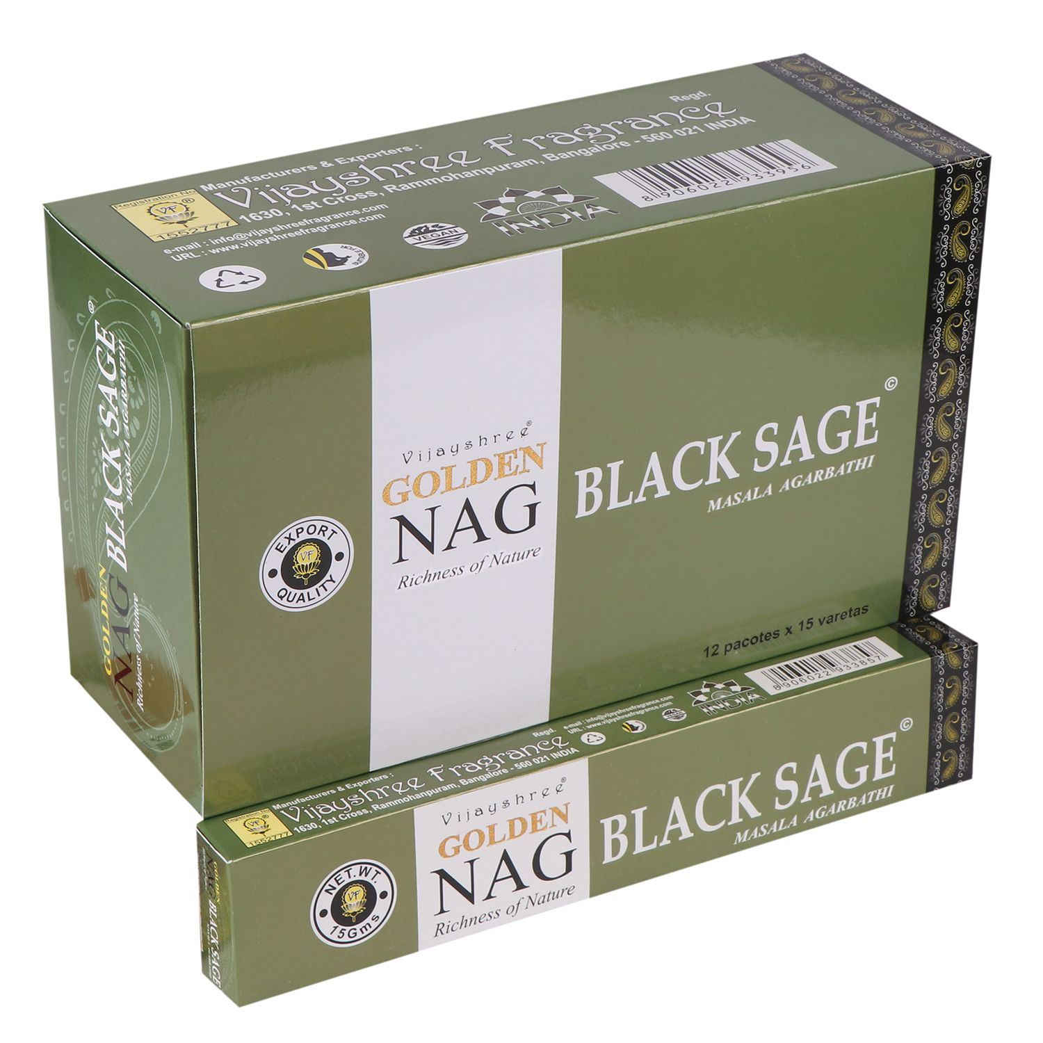 Räucherstäbchen – 15 g Golden Nag – Schwarz Salbei